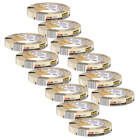 Scotch Contractor Grade Masking Tape, 0.70 in x 60.1 yd 18mm x 55m, 12PK 2020-18AP